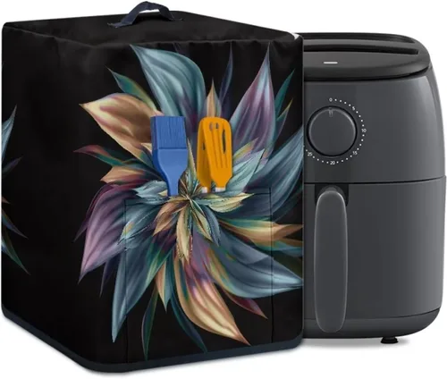 Miniatura 27 de Air Fryer Oven Dust Cover with Handle and Pocket, Easy Cleaning Electric Appliance Cover, Brown Flower Flor marrón (Brown Flower)