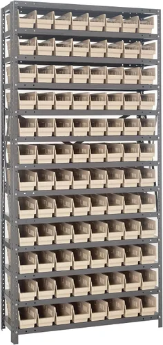 Miniatura 171 de Quantum QSBU-245BK Heavy Duty Shelving Unit with (7) Shelves and (24) QUS245 Black Bins for Garage Warehouse Storage Distribution 400 lb Load