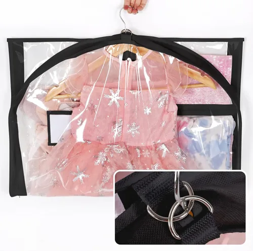 Miniatura 4 de Univivi Bolsas de PVC transparente para disfraz de baile, bolsa de ropa de 35 pulgadas para competiciones de baile, con 3 bolsillos separados