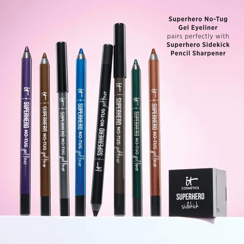 Miniatura 6 de IT Cosmetics Superhero No-Tug Gel Eyeliner – Impermeable Fórmula Mezclable – Uso todo el día – Lápiz de ojos afilable – 0.042 onzas Super Black