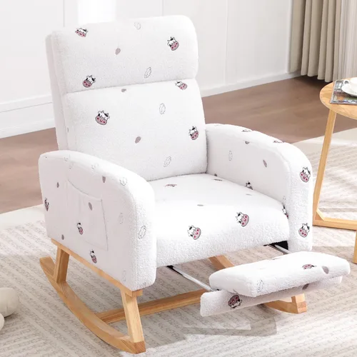 Miniatura 12 de HCHAIRH Mecedora para cuarto de bebé, sillas mecedoras de lactancia con reposapiés para mamá, silla mecedora con reposapiés y respaldo alto