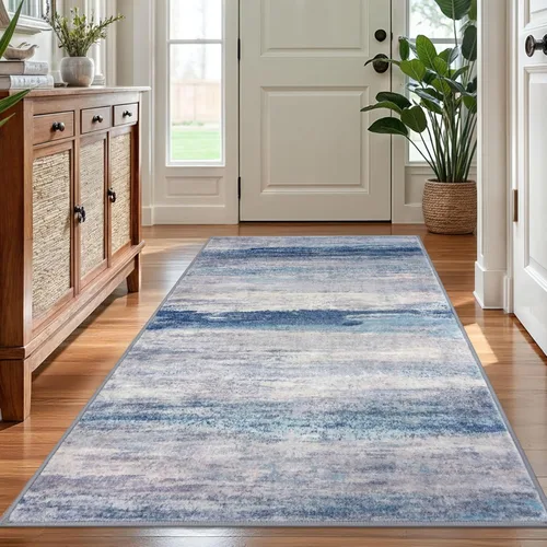 Miniatura 53 de KOZYFLY – Alfombra de pasillo moderna y lavable de diseño abstracto verde, 2 x 5 pies, antideslizante, suave y de pelo corto, ideal para cocina
