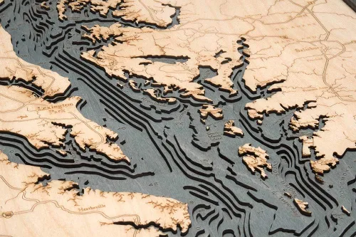 Miniatura 3 de Chesapeake Bay - Tabla de madera náutica 3-D, marco gris, 24.5 x 31 pulgadas
