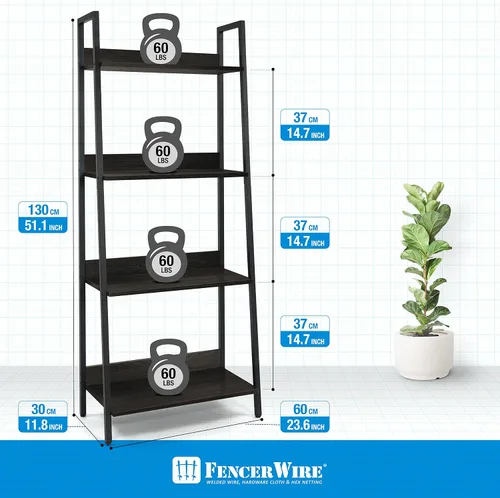 Miniatura 3 de Fencer Wire Estantería de escalera de 4 niveles, estante de pie de 24 pulgadas de ancho, estante de almacenamiento, estantes industriales