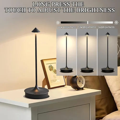 Miniatura 5 de Lámparas de mesa inalámbricas recargables, lámpara de escritorio LED de 4000 mAh, funciona con pilas, para exteriores, impermeable, portátil