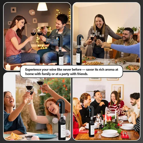 Miniatura 9 de Aireador eléctrico de vino y bomba decantadora – Perfecto para el día del padre, aireación silenciosa de doble bomba, vertido medido, visualización