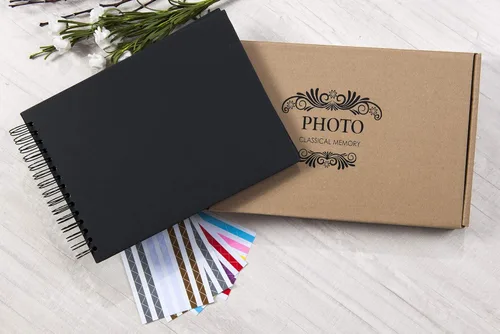 Miniatura 6 de potricher 12.2 x 8.5 Pulgadas Gran Álbum de Fotos de Bricolaje con Tapa Dura de 80 Páginas de Papel Kraft Grueso, Álbum de Recortes para Boda, Negro
