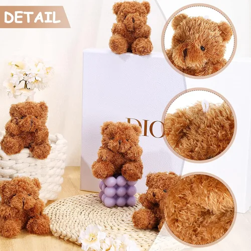 Miniatura 3 de Threan 8 piezas de mini osos de peluche de 4 pulgadas, juguetes de peluche pequeños a granel, muñeco de oso suave, regalos para llavero, suministros