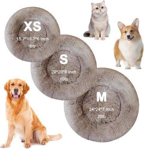 Miniatura 4 de Nisrada Cama para perros pequeños, medianos y grandes, 20 pulgadas, relajante, lavable, redonda, acogedora, suave, cama para mascotas para cachorros