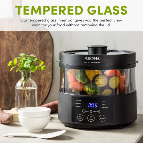 Miniatura 5 de Aroma Housewares Multicooker SmartCarb profesional de 8 tazas (cocidas) y vaporizador de alimentos con bloqueo de sabor para arroz y granos bajos