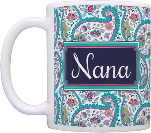 Miniatura 3 de Regalo del Día de la Madre para Nana Regalo de Cumpleaños Taza de café de cerámica de 11 oz con asa Paisley 11oz - Nana