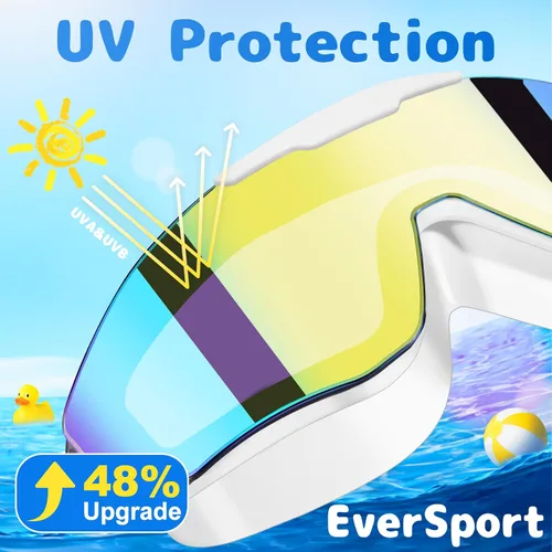 Miniatura 5 de EverSport - Paquete de 2 gafas de natación para niños de 8 a 16 años, capa extra de silicona, gafas de natación para niños, adolescentes, jóvenes