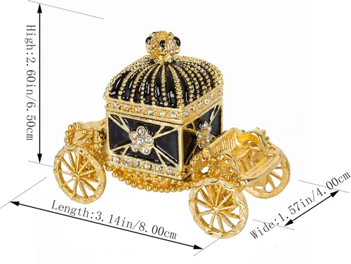 Miniatura 5 de QIFU Pintado a mano esmaltado Royal Carriage Bisagra Joyería Caja de baratija, regalo único decoración del hogar (dorado)