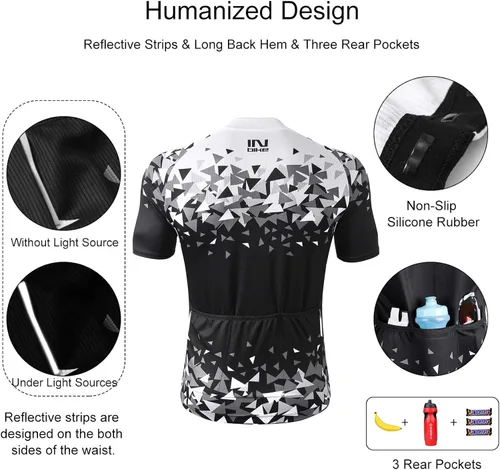 Miniatura 3 de INBIKE Conjunto de camiseta de ciclismo de manga corta transpirable para hombre con pantalones cortos acolchadospantalones cortos de babero