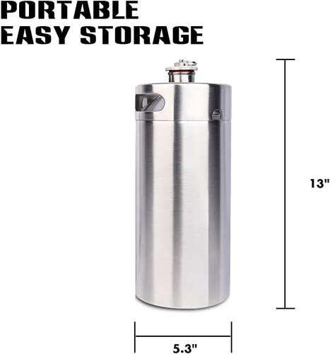 Miniatura 6 de TMCRAFT Mini barril de acero inoxidable de 128 onzas, jarra de cerveza portátil con válvula de escape diseñada para mantener la bebida fresca