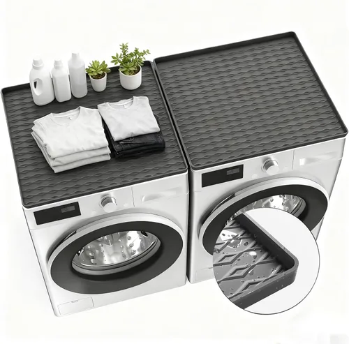 Miniatura 9 de Tapete protector superior de silicona para lavadora y secadora, 25.6 x 23.6 pulgadas, antideslizante, impermeable, resistente al calor, resistente