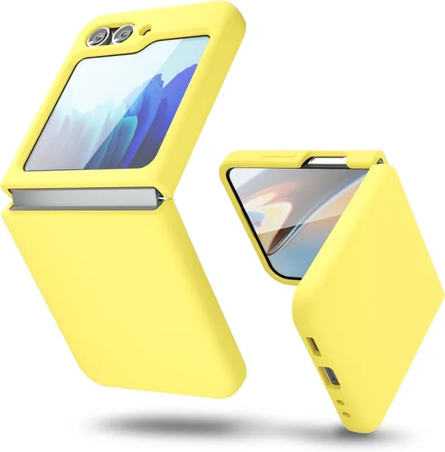 Miniatura 45 de oakxco Funda para teléfono Samsung Galaxy Z Flip 4, agarre de silicona líquida, bonita fina delgada cubierta de gel TPU de goma suave lisa