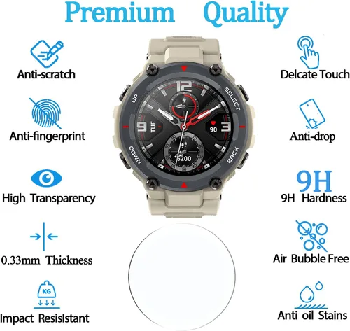 Miniatura 2 de Protector de pantalla de cristal templado para Amazfit T-Rex/Amazfit T-Rex Pro, antiarañazos, antirreflejos, antihuellas, 4 unidades, compatible