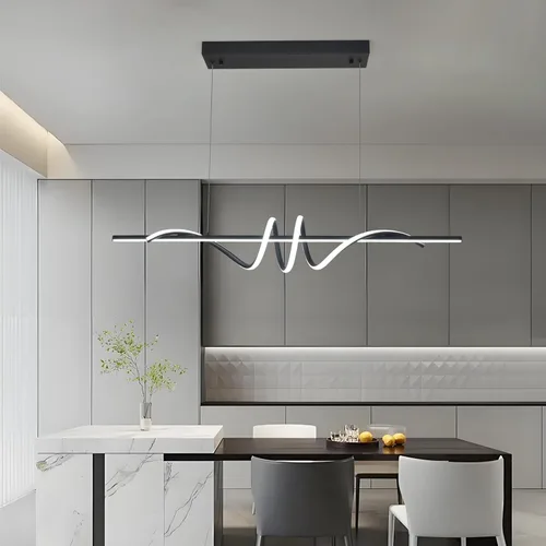 Miniatura 9 de Lámpara colgante LED moderna, lámpara de araña negra de 39.37 pulgadas regulable con control remoto y teléfono, temperatura de color ajustable