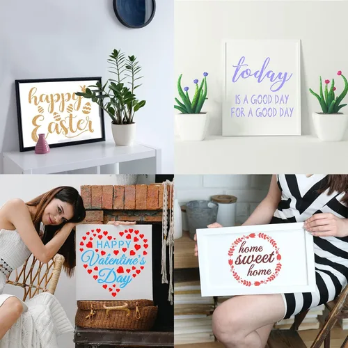 Miniatura 5 de 16 plantillas de letreros de temporada para el hogar, plantillas reutilizables para pintar en paredes de madera, decoración de puerta del hogar