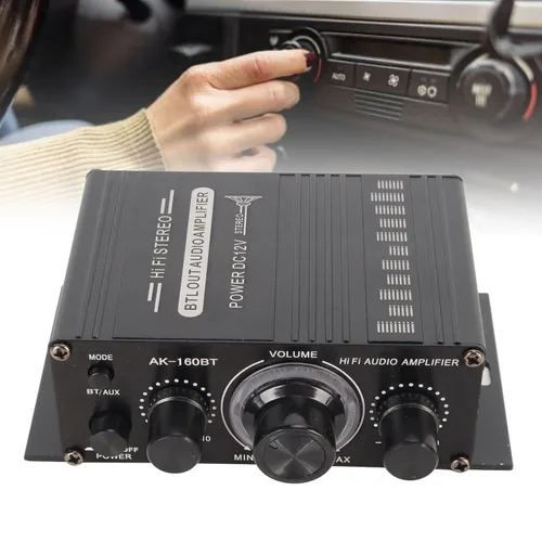 Miniatura 5 de Amplificador de potencia, AK-160BT Bluetooth 5.0 audio estéreo, receptor amplificador de 2 canales 20 W x 2, mini amplificador de potencia