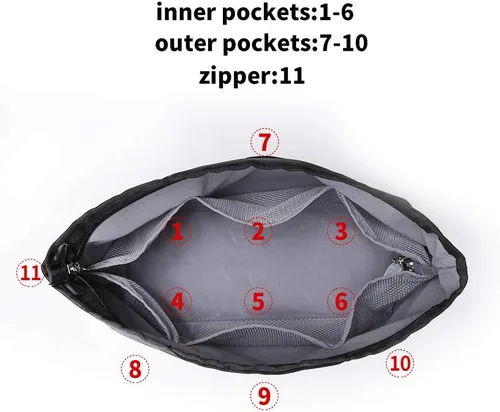 Miniatura 23 de iN Organizador de bolso con cremallera de tela de nailon para mujer, Beige