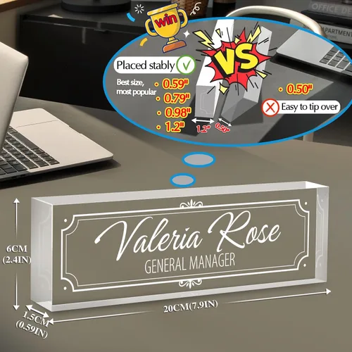 Miniatura 2 de Placa de nombre personalizada para escritorio, placas de nombre grabadas personalizadas para hombre, regalos del día del jefe para jefe, decoración