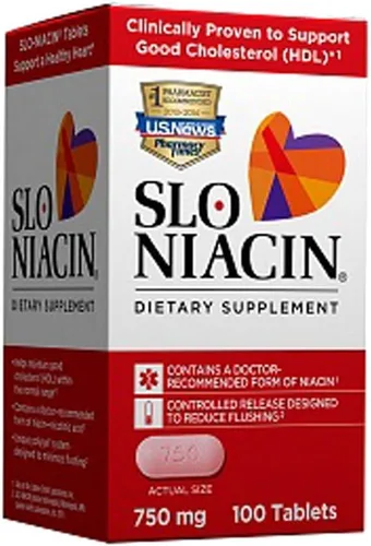 Slo-Niacin Polygel Niacina de liberación controlada, 750 mg, 100 tabletas