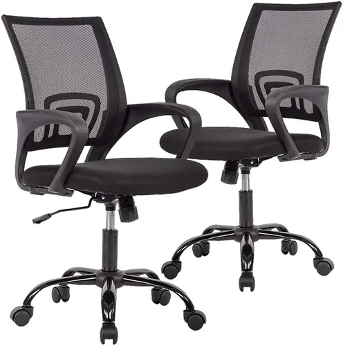 Miniatura 12 de Juego de 2 sillas ergonómicas de escritorio, sillas de oficina de malla para computadora con soporte lumbar y reposabrazos, silla de trabajo Gris
