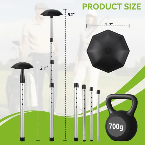 Miniatura 3 de MIKOSI Barra de soporte para bolsa de viaje de golf, varilla de soporte de aluminio ajustable de 21 a 52 pulgadas/brazo rígido, protector de club