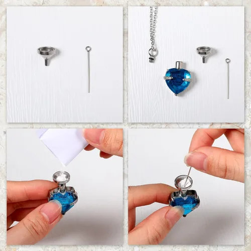 Miniatura 9 de Fumete 8 piezas de collar de urna para cenizas, joyería de cremación, cenizas de seres queridos, collar con colgante de urna de recuerdo