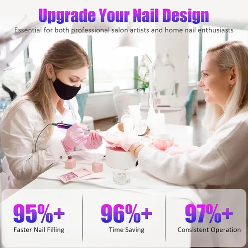 Miniatura 2 de Taladro de uñas eléctrico profesional, portátil, 35000 rpm, color degradado, lima de uñas eléctrica con pantalla LCD, taladros de uñas recargables