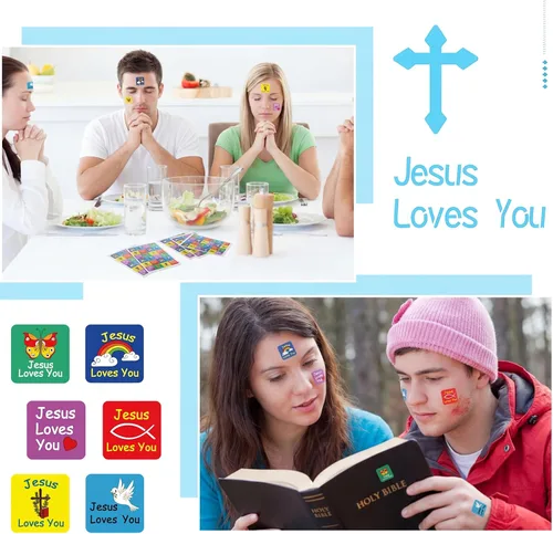 Miniatura 6 de Junkin 480 calcomanías religiosas con temática de Jesús te ama, calcomanías para niños, calcomanías cristianas, papel autoadhesivo multicolor