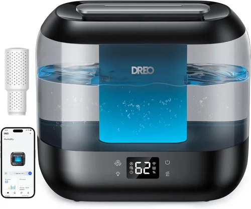Dreo Humidificadores inteligentes para dormitorio, filtro incluido, humidificador de llenado superior de 4 L, habitación grande con 28 dB, tiempo de
