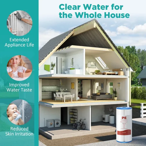 Miniatura 7 de SimPure Filtro de agua de sedimento plisado de 10 x 4.5 pulgadas, cartucho de filtro de agua de 20 micrones para toda la casa para agua de pozo