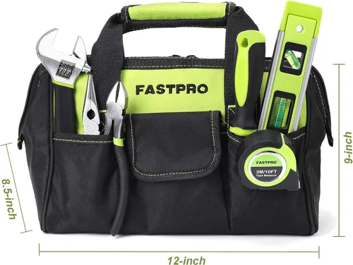Miniatura 7 de FASTPRO Juego de herramientas de reparación del hogar de 215 piezas con bolsa de almacenamiento abierta de boca ancha de 12 pulgadas, kit de Verde