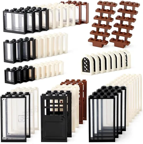 Miniatura 7 de Set de Ventanas y Puertas para Interior Decoración Accesorios Kit de Bloques de Construcción MOC 118 Piezas y Partes Compatibles con Principales
