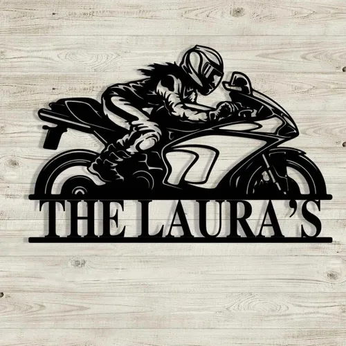 Miniatura 24 de Letrero de metal personalizado para motocicleta, arte de pared de metal con bandera de EE. UU., arte de pared de metal para motocicleta, letrero