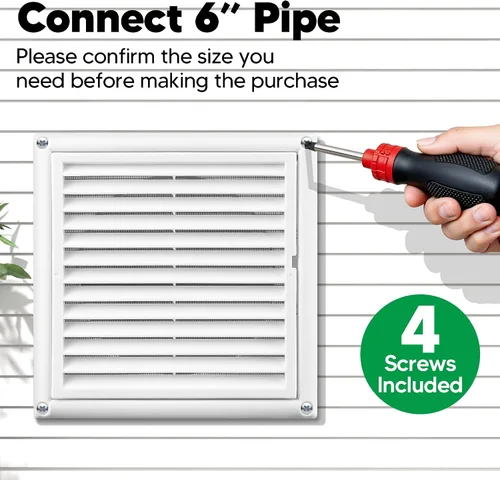 Miniatura 3 de Funmit Cubierta de ventilación con rejillas de 6 pulgadas que detiene la anidación de pájaros para secadora exterior, cubierta de ventilación
