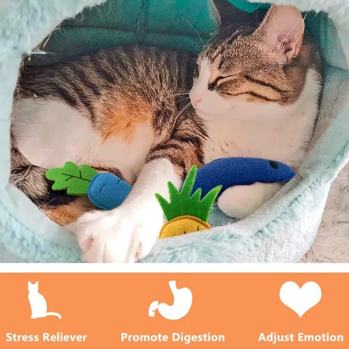 Miniatura 4 de AWOOF Juguetes de hierba gatera para gatos de interior, paquete de 6 juguetes masticables para gatos, juguete interactivo de felpa para gatitos