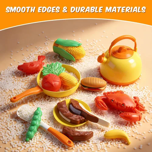 Miniatura 3 de CUTE STONE Accesorios de cocina de juguete, juego de cocina para niños con ollas y sartenes de juguete, juguetes de utensilios de cocina con juego