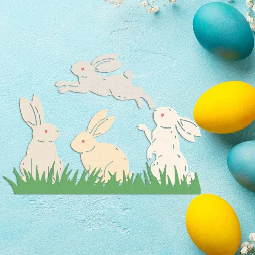 Miniatura 3 de Fondo de conejo de Pascua de metal, troquelados para hacer tarjetas, hojas de marco de corte para decoración de bricolaje, manualidades, tarjetas, 4