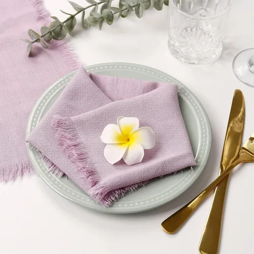 Miniatura 12 de Juego de 8 servilletas de tela de lino de algodón para el día de San Valentín, servilletas hechas a mano con flecos para bodas elegantes, Navidad