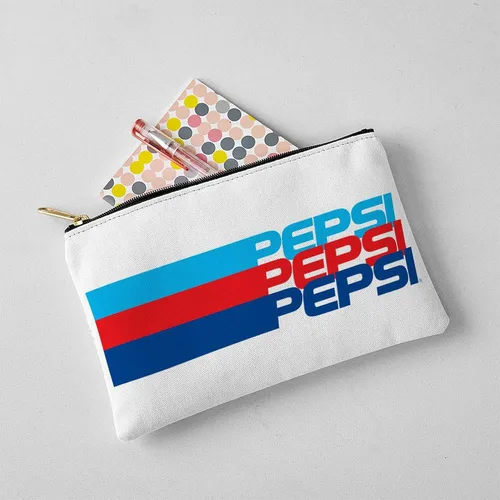 Miniatura 4 de CafePress Pepsi - Bolsa de maquillaje con cremallera a rayas, 8.5 x 6 pulgadas, Blanco
