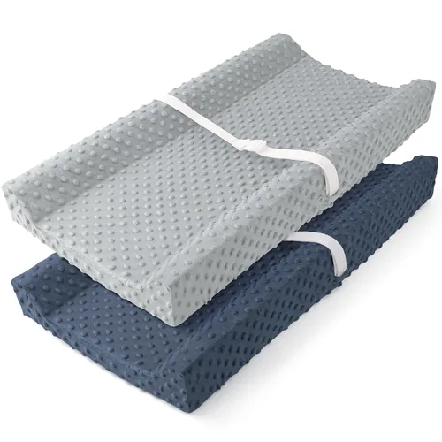 Miniatura 12 de Susurration Paquete de 2 fundas para cambiador, fundas de felpa súper suaves con lunares minky de 33 x 17 x 7 pulgadas, transpirables, para Beige
