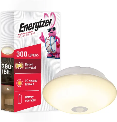Miniatura 9 de Energizer Lámpara de techo LED activada por movimiento, funciona con pilas, 100 lúmenes, no necesita cableado, detección de movimiento de 15 pies