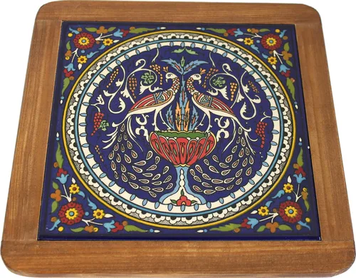 Miniatura 3 de Holy Land Market Salvamanteles de cerámica Model I - Plato caliente extragrande para cocina - Diseño de flores azules, 9.8 in (9.75 pulgadas)