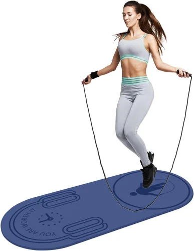 Tapete de cuerda de saltar de 8/20/1.181 in, tapete de ejercicio duradero, antideslizante, tapete de entrenamiento con cuerda de saltar y bolsa de