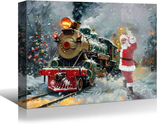 Miniatura 21 de Denozer - Arte de pared de muñeco de nieve de Navidad, impresiones artísticas sobre lienzo para dormitorio, sala de estar, decoración de pared