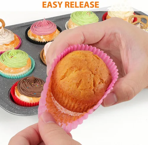 Miniatura 3 de Caperci - Forros para cupcakes color rosa estándar para hornear, 200 unidades, a prueba de grasa, para muffins, bodas, fiestas de cumpleaños